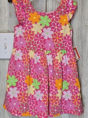 Kidgets Pink Floral Tank Dress with Multicolor Blooms